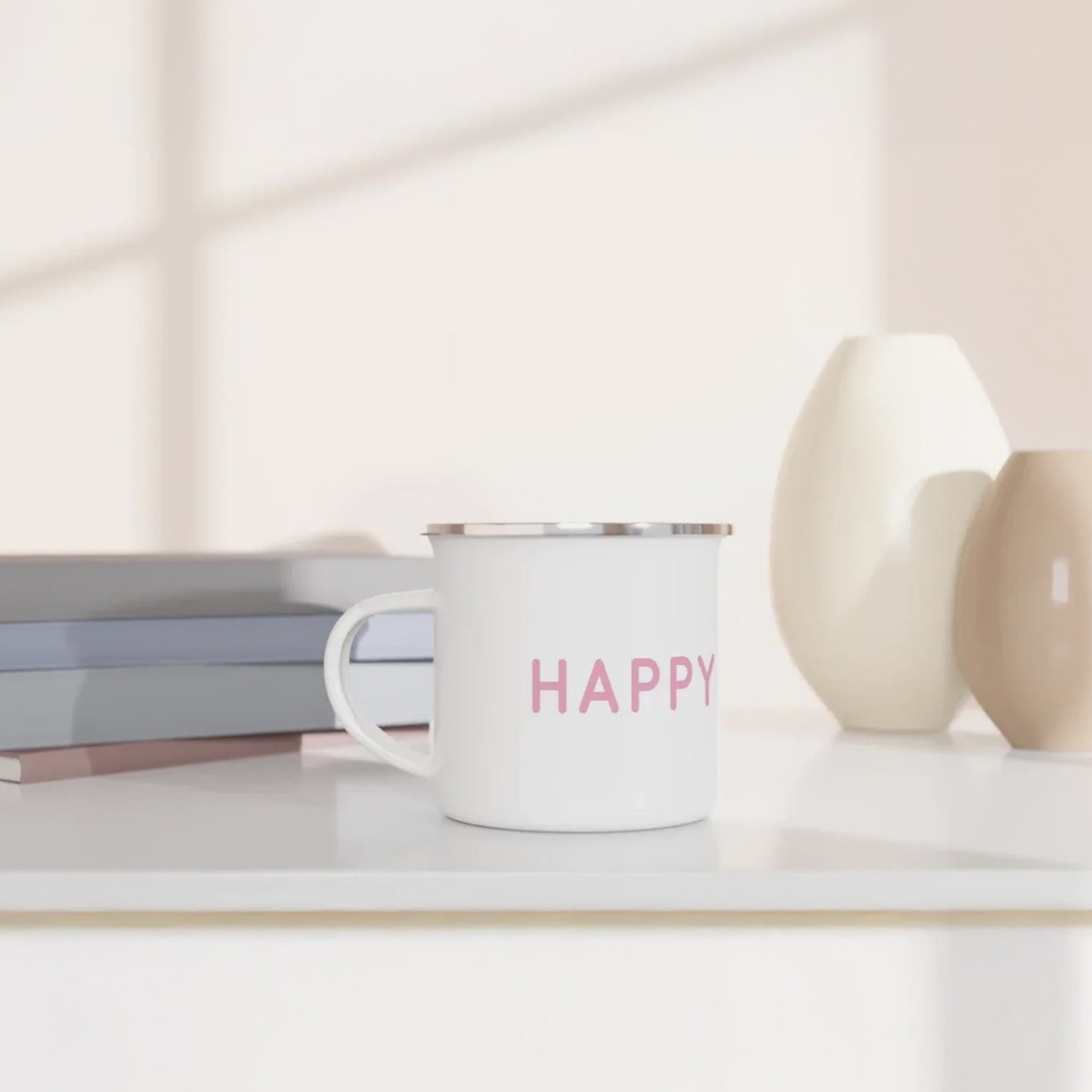 HAPPY MIND Emaille-Tasse